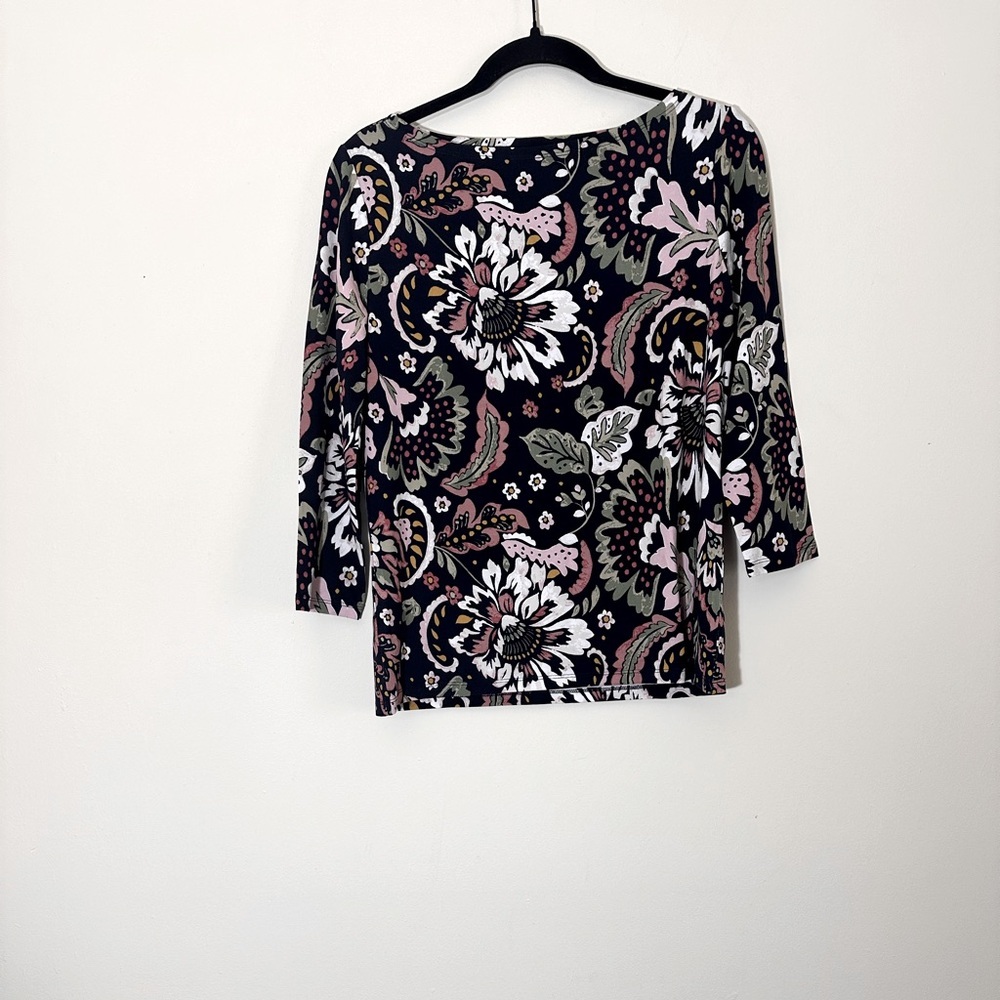 Ann Taylor floral 3/4 sleeve multicolor top size small NWT